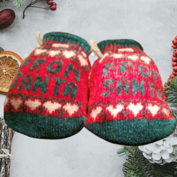 Festive Knitted Drawstring Christmas Stocking Bags - Set of 2 NWOT - Picture 6 of 6